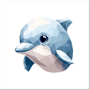 Tranquil Waters: Low Poly Dolphin Posters and Art